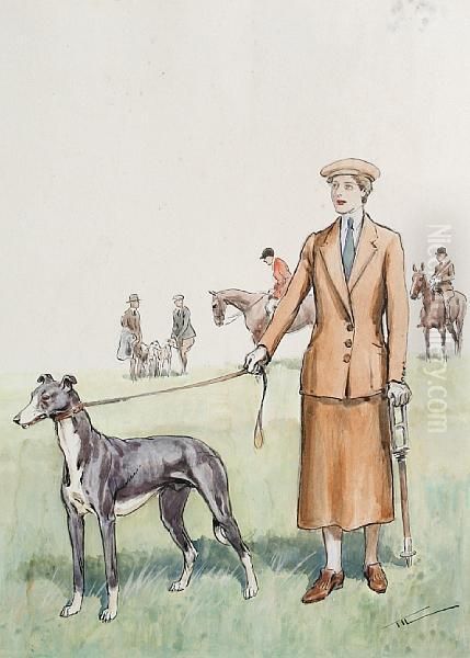 Portrait Of A Greyhound Oil Painting by Thomas Ivester Lloyd