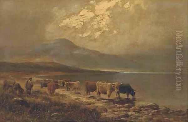 By the shores of Loch Goil, Inverness-shire Oil Painting by Henry Hadfield Cubley