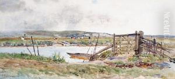 Ferry Across The Arun At Bury Oil Painting by Thomas Lloyd