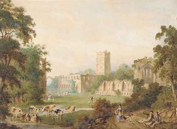 Fountains Abbey, Yorkshire Oil Painting by John Heaviside Clark