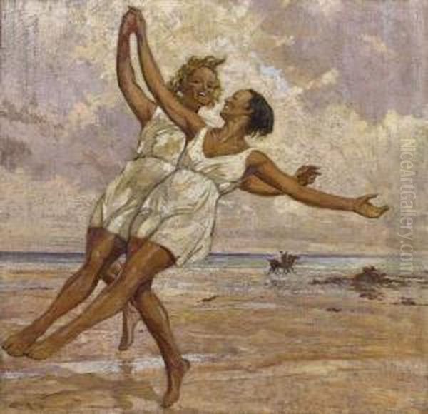 Danse Sur La Plage Oil Painting by Almery Lobel-Riche