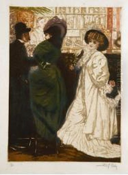 [deux Elegantes Au Bar] Oil Painting by Almery Lobel-Riche