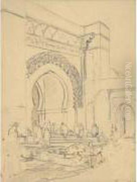 Porte Bab Mansour - Meknes Oil Painting by Almery Lobel-Riche