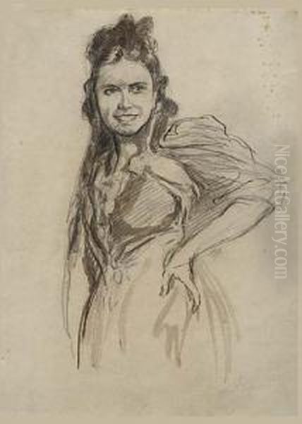 Two Drawings.
Portrait D'une Femme Oil Painting by Almery Lobel-Riche