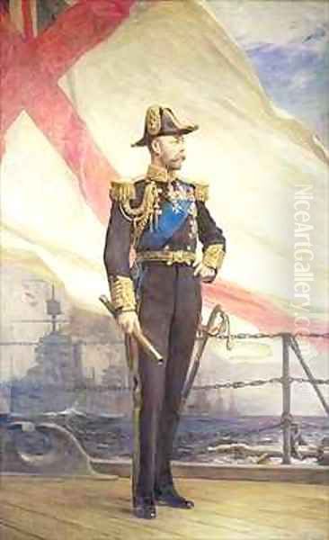 King George V Oil Painting by Sir Arthur Stockdale Cope