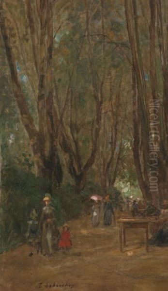 La Promenade Au Parc Oil Painting by Timoleon Marie Lobrichon