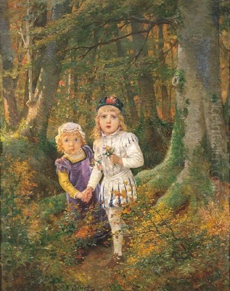 Les Enfants Dans Le Bois Oil Painting by Timoleon Marie Lobrichon