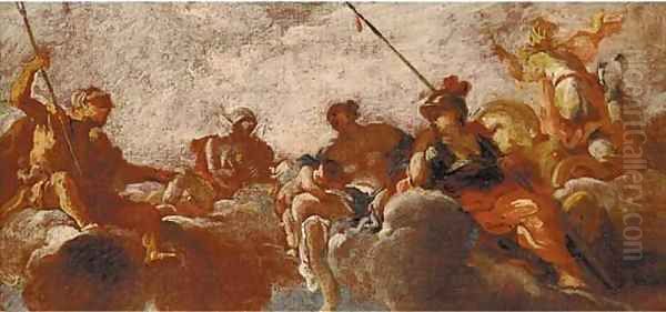 An Assembly of the Gods a sketch for a ceiling decoration Oil Painting by Carlo Innocenzo Carloni