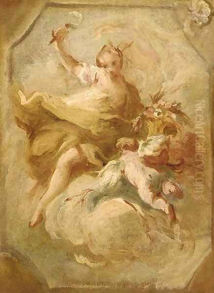 Ceres - a bozzetto for a ceiling decoration Oil Painting by Carlo Innocenzo Carloni