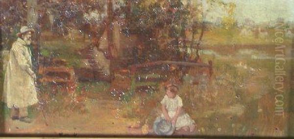 Grandfather's Playmate Oil Painting by John Lochhead