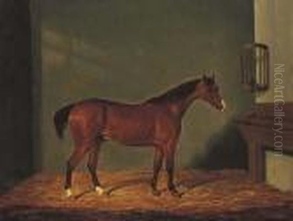 A Bay Hunter In A Stable Oil Painting by James Loder