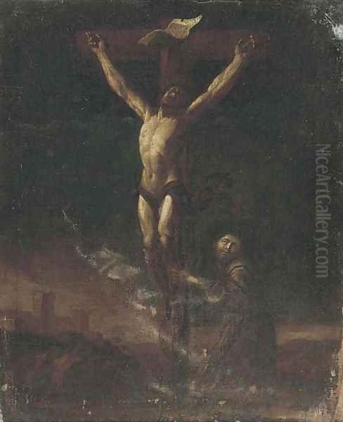 The Crucifixion with Saint Francis in adoration Oil Painting by Francesco del Cairo