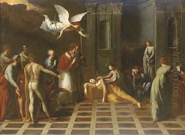 The Death of a female Saint Oil Painting by Francesco del Cairo