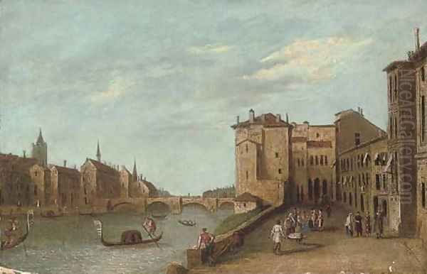 A Venetian capriccio Oil Painting by Gianbattista Cimaroli