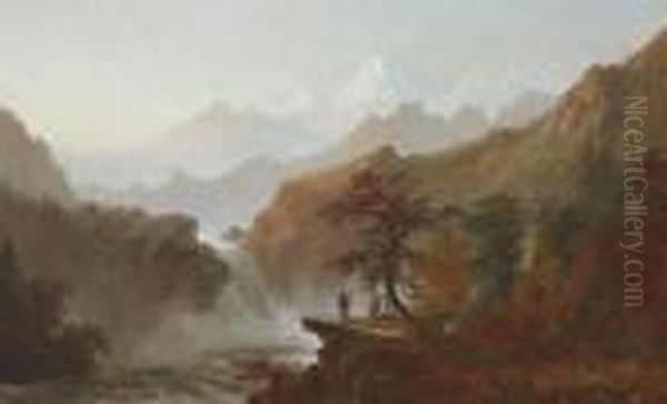 Western Landscape Oil Painting by Alexander Francois Loemans