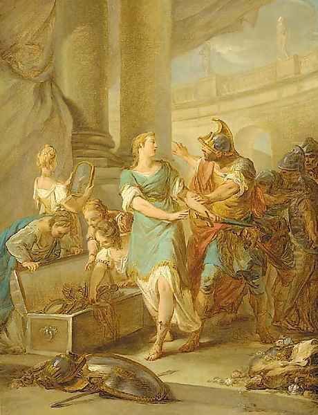 Odysseus discovering Achilles amongst the Daughters of Lycomedes Oil Painting by Jean-Francois Clermont