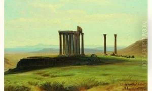 Vue Du Temple De Zeus A Olympie Oil Painting by August Loffler