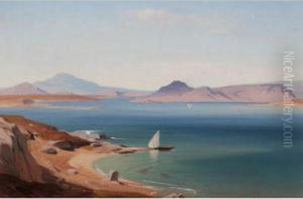 A View Of Salamis Oil Painting by August Loffler