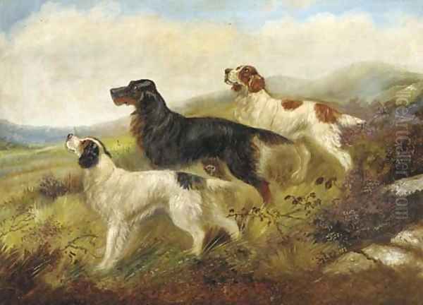 Setters on a moor Oil Painting by Robert Cleminson