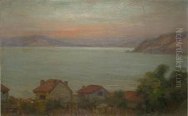 Peisaj Cu Lac Oil Painting by Kimon Loghi