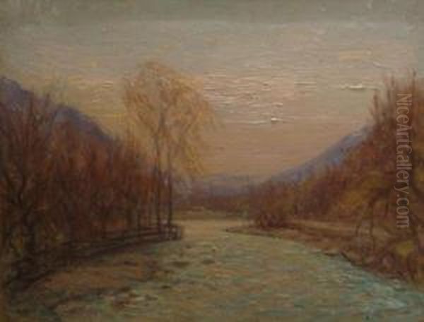 Peisaj De Toamna La Brezoiu Oil Painting by Kimon Loghi