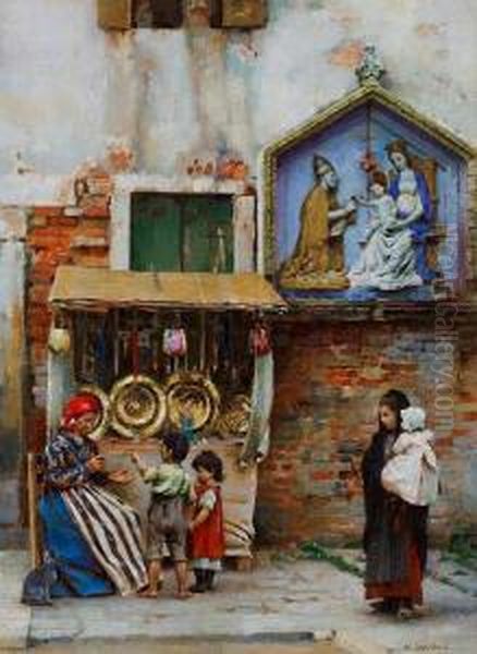 A Street Seller, Venice Oil Painting by William Logsdail