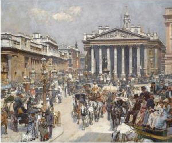 Bank And The Royal Exchange Oil Painting by William Logsdail