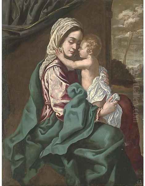 The Madonna and Child Oil Painting by Simone Cantarini (Pesarese)