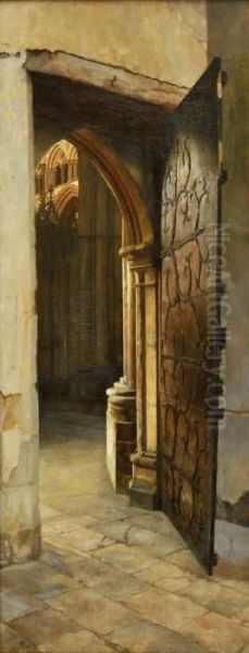 An Ancient Door, 
Lincoln Cathedral Oil Painting by William Logsdail