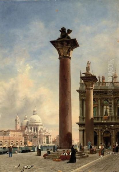 St. Mark's Square, With Santa Maria Della Salute Beyond Oil Painting by William Logsdail