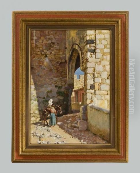 La Porta De San Vincenzo Taormina-sicily Oil Painting by William Logsdail