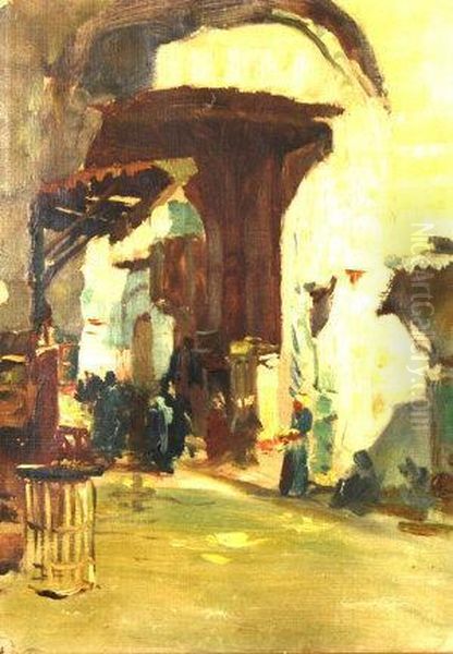 North African Street Scene Oil Painting by William Logsdail