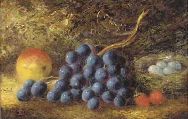 Grapes, an apple Oil Painting by Thomas Collier