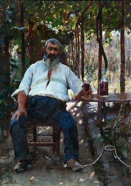 A Rest And A Glass Of Wine Oil Painting by William Logsdail