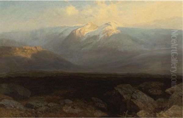 View Of Iztaccihuatl, Mexico Oil Painting by August Lohr