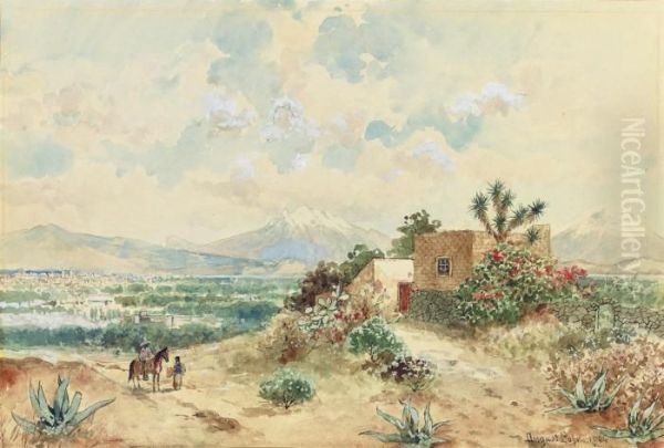 Valle De Mexico Oil Painting by August Lohr