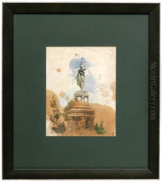 Monumento A Cuauhtemoc (vista Posterior). Oil Painting by August Lohr