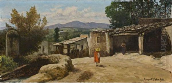 Campesino En El Camino Oil Painting by August Lohr