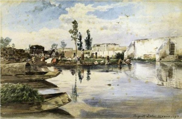 Lavanderas De Mexico Oil Painting by August Lohr