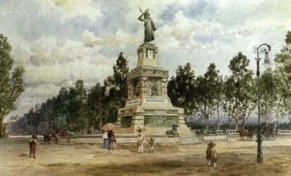 Statue Of Cuitlahuac Oil Painting by August Lohr