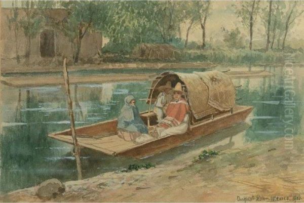 Paisaje De Xochimilco Oil Painting by August Lohr