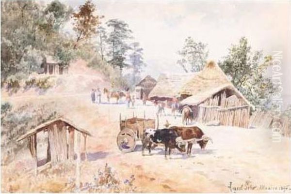 A Village In Mexico Oil Painting by August Lohr