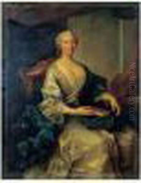 Portrait D'une Jeune Femme Assise Tenant Un Livre En Maroquin Oil Painting by Marianne Loir