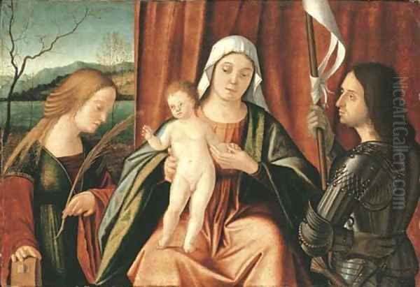 The Madonna and Child with Saints Catherine of Alexandria and George or Liberale Oil Painting by Vittore Carpaccio