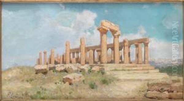 Ruins. Attributed Oil Painting by Francesco Lojacono