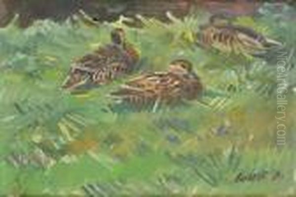 Ducks Oil Painting by Stanislav Lolek