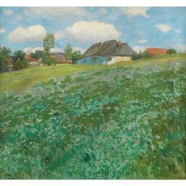 Farm Buildings Oil Painting by Stanislav Lolek