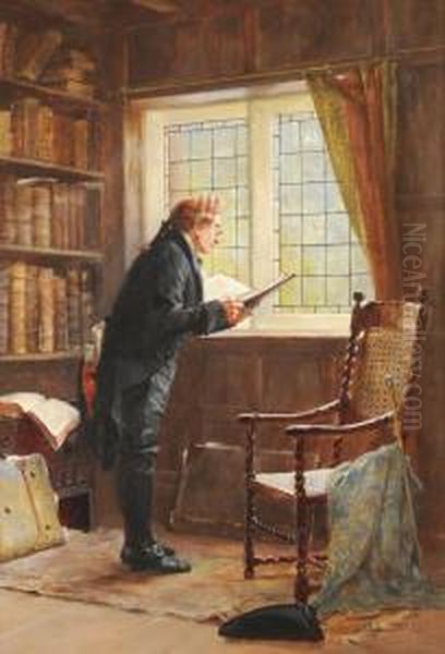 A Favourite Author Oil Painting by John Arthur Lomax