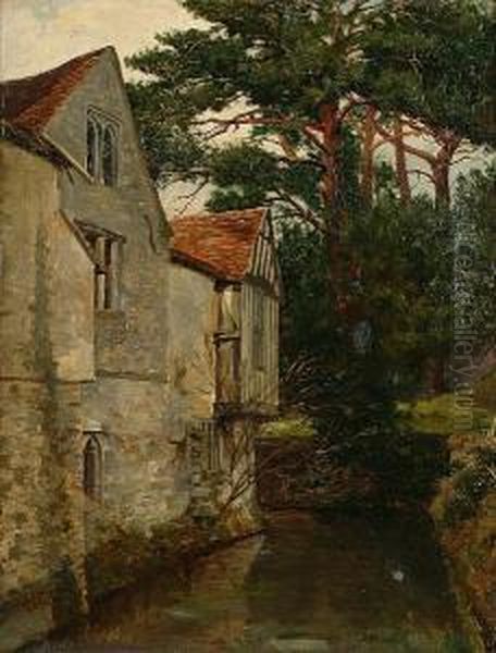 A Moated House Oil Painting by John Arthur Lomax