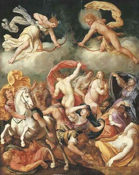 The Destruction of the Children of Niobe Oil Painting by Bernardino Cesari